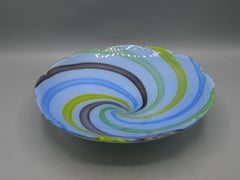 1960's Venetian Fratelli Toso Murano Art Glass Pinwheel Design Bowl Dish Italy