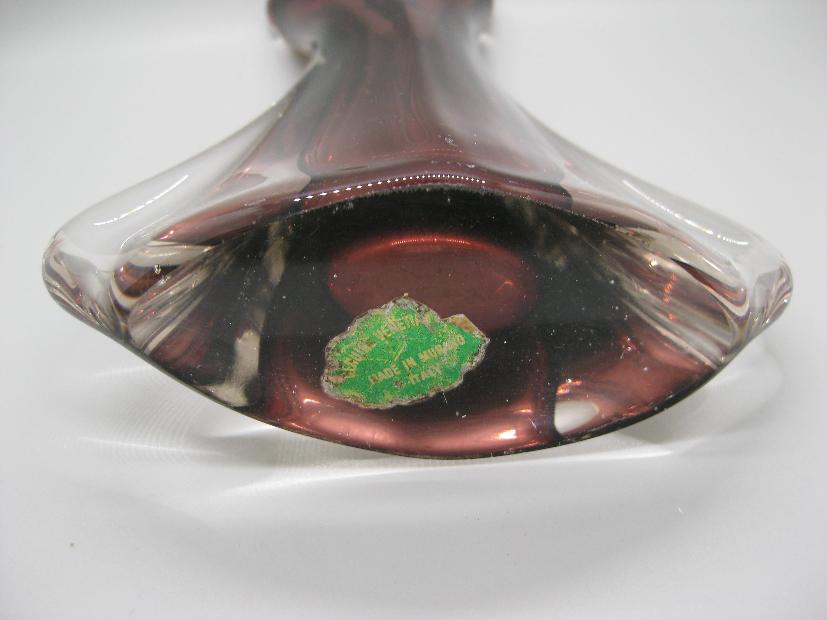 Vase abstrait en verre Murano Glass Sommerso de Fratelli Toso des années 1960 en vente 7