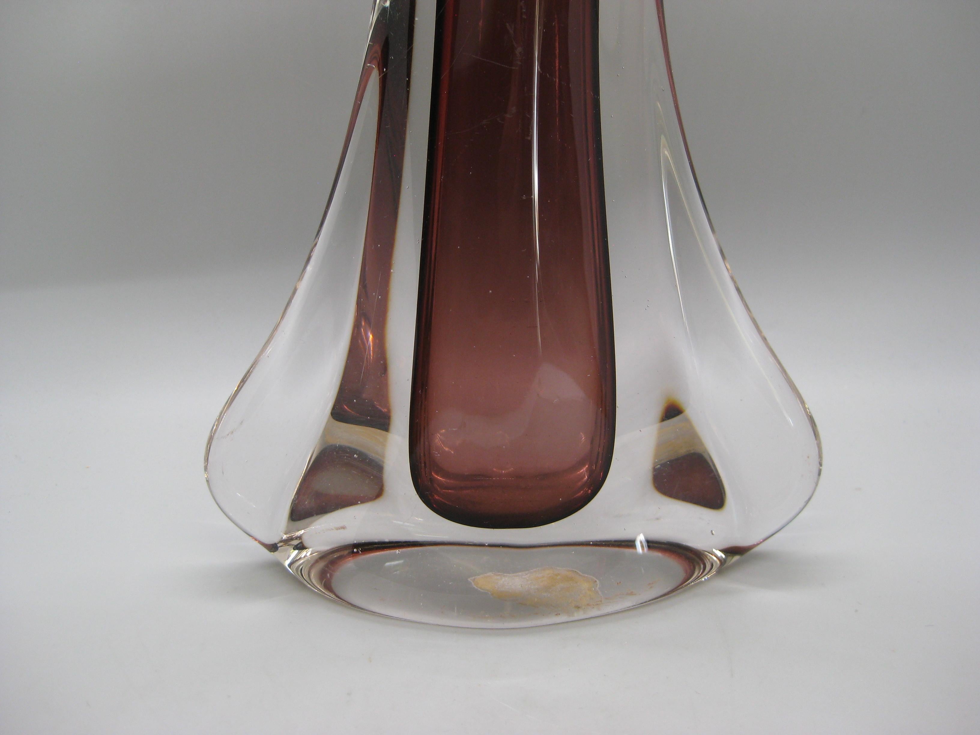 Verre d'art Vase abstrait en verre Murano Glass Sommerso de Fratelli Toso des années 1960 en vente
