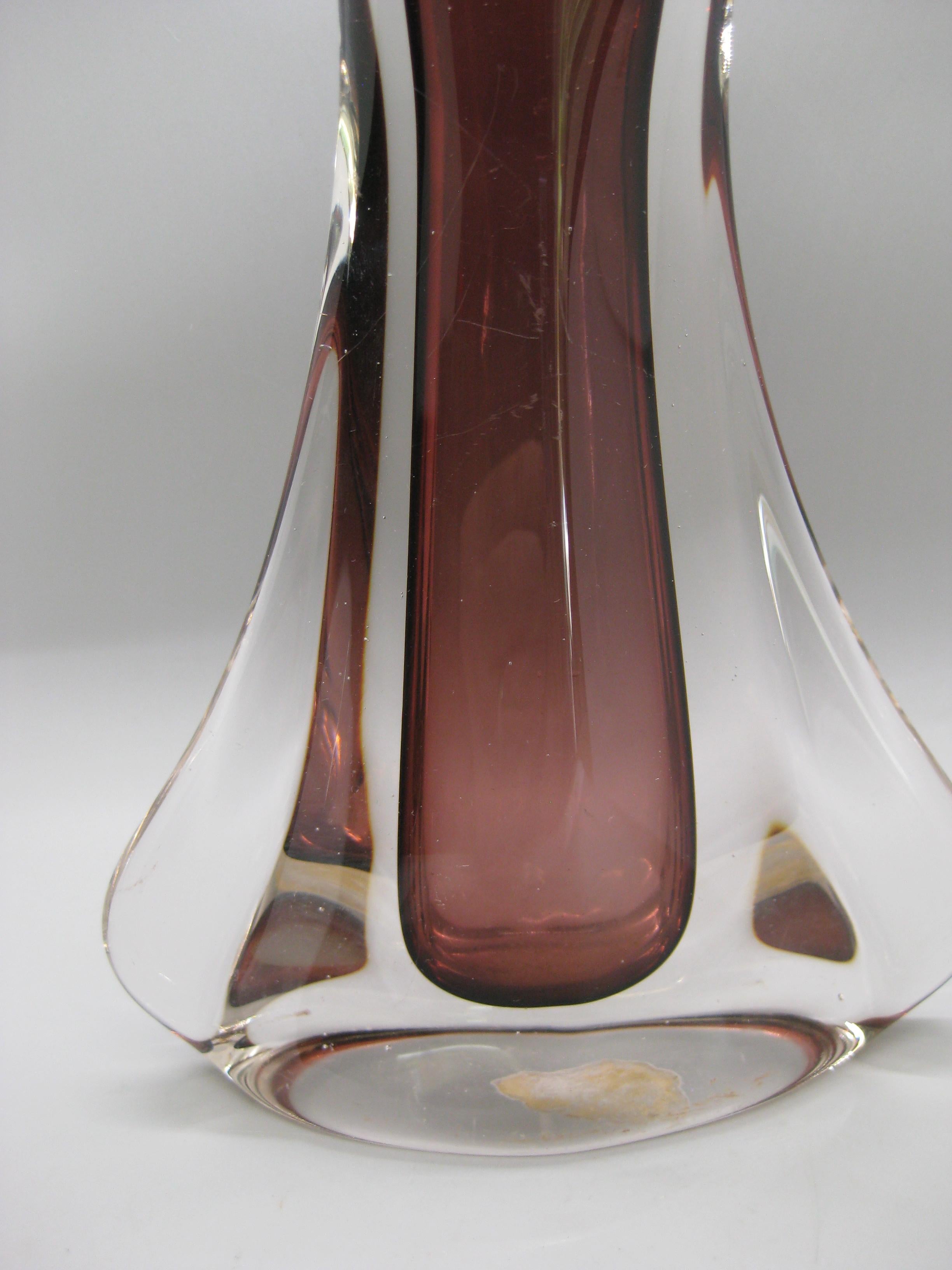 Vase abstrait en verre Murano Glass Sommerso de Fratelli Toso des années 1960 en vente 1