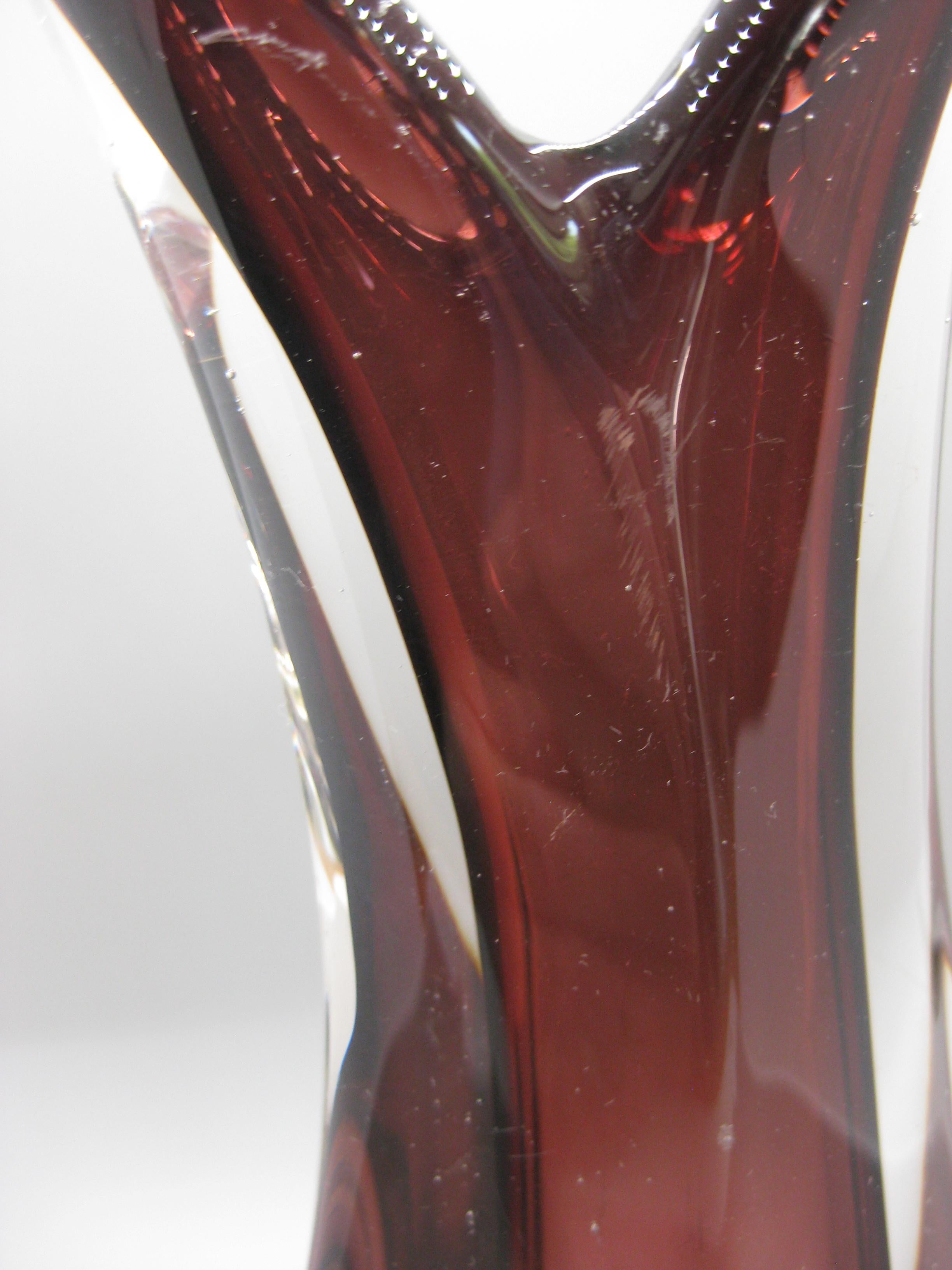 Vase abstrait en verre Murano Glass Sommerso de Fratelli Toso des années 1960 en vente 3