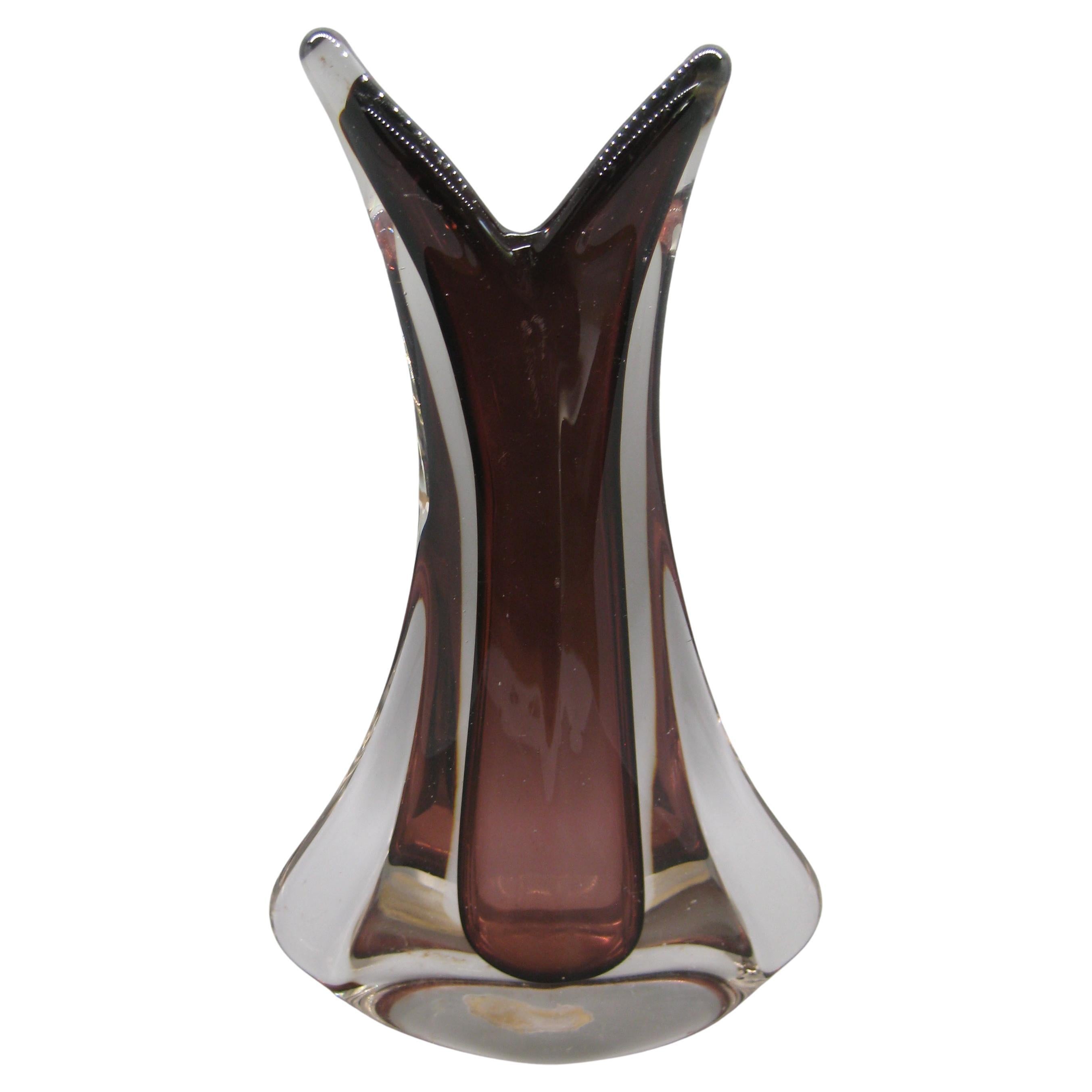 Vase abstrait en verre Murano Glass Sommerso de Fratelli Toso des années 1960 en vente