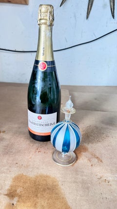 1960s Venetian Hand-Painted Perfume Bottle, Light Glass with Gold Accents