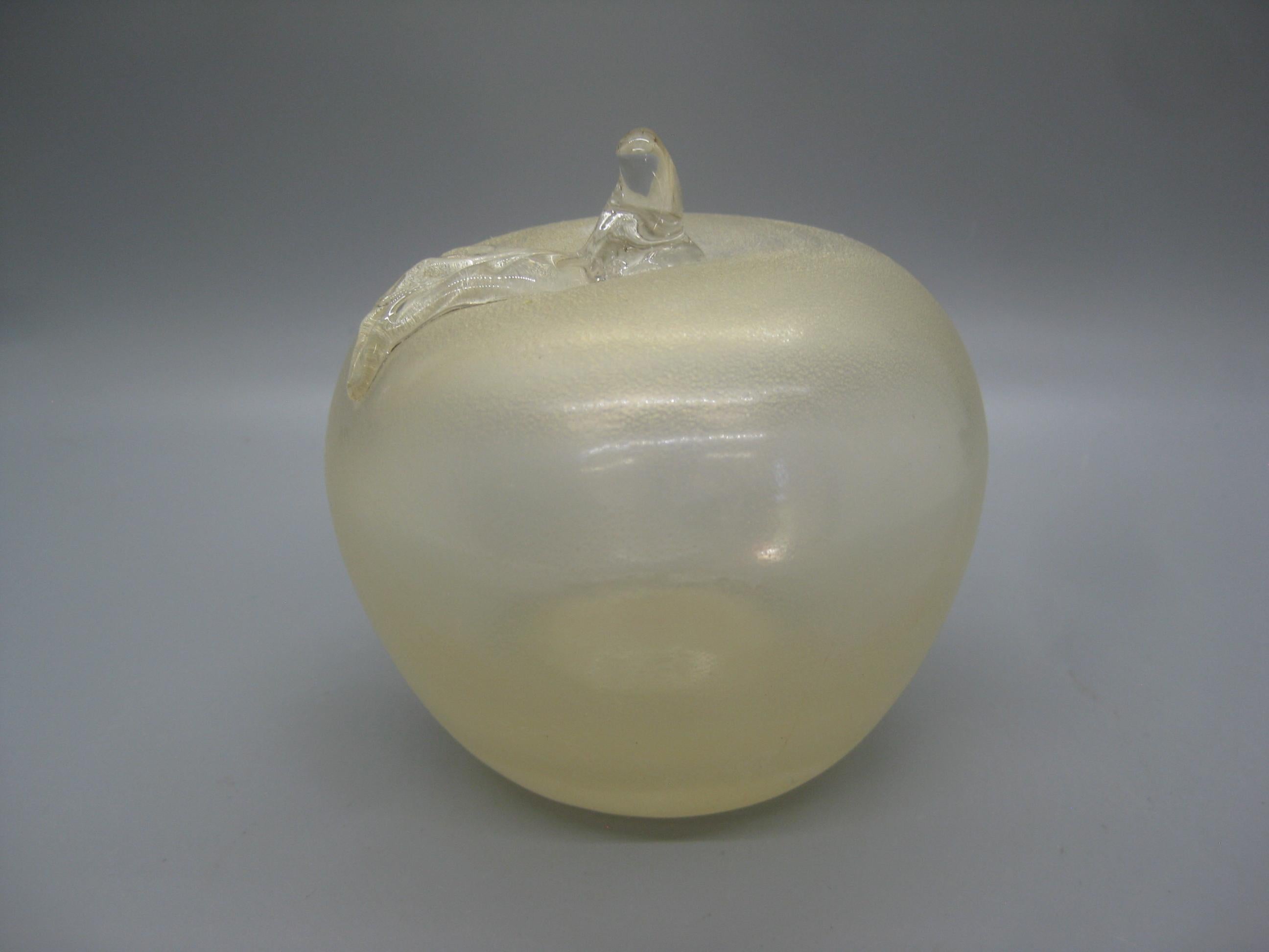 20th Century 1960's Venetian Italian Murano Art Glass Gold Figural Fruit Apple Sculpture For Sale