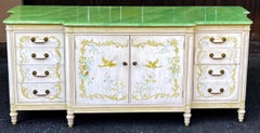 1960s Venetian Style Italian Sideboard / Credenza Or Cabinet W/ Faux Marble Top