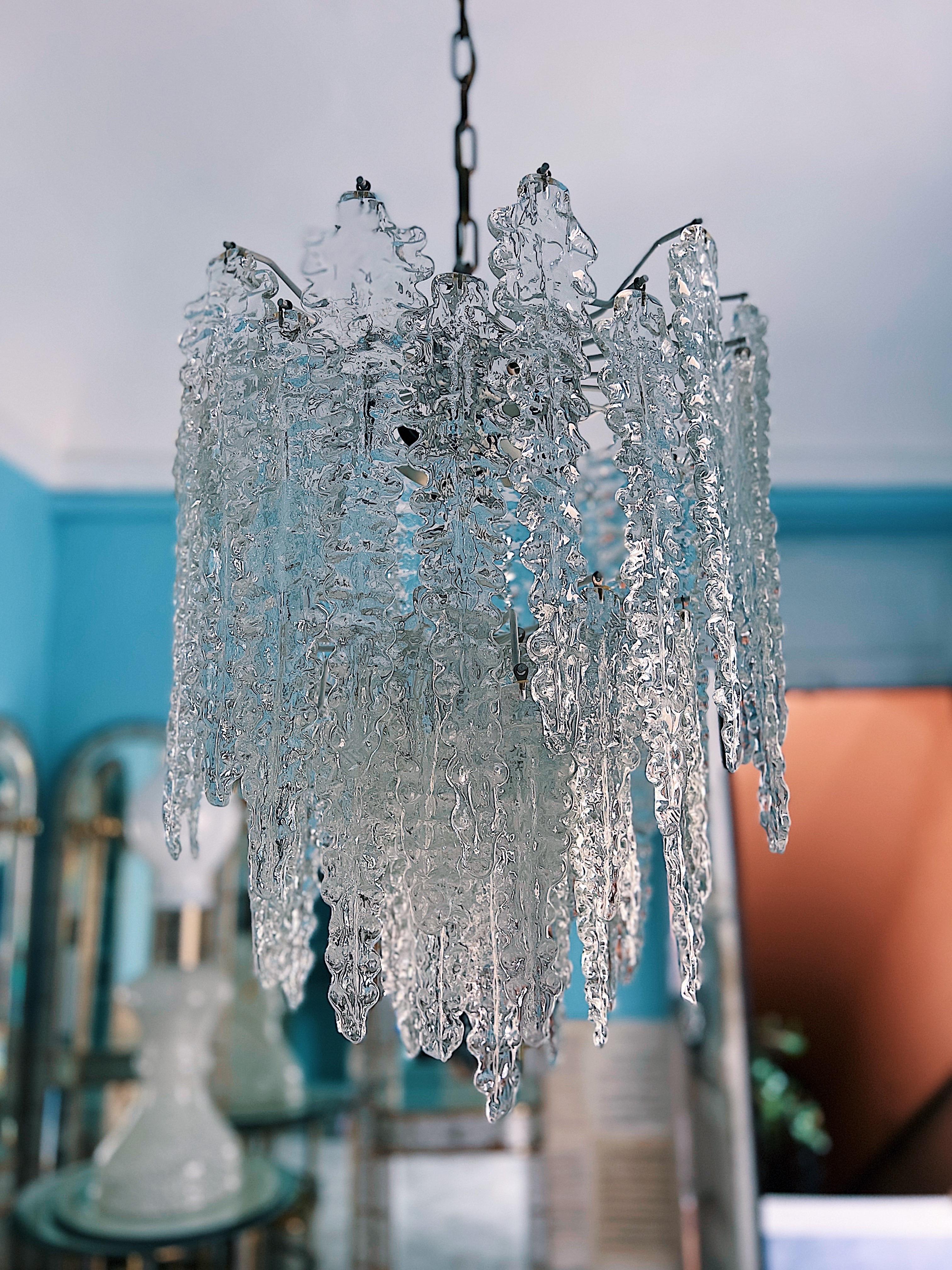 1960s Venini Murano Glass Chandelier  model 