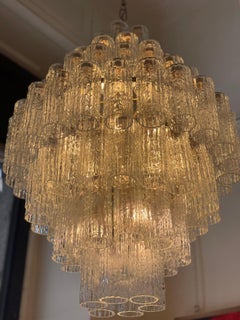 1960s Venini Murano glass chandelier, Tronchi model
