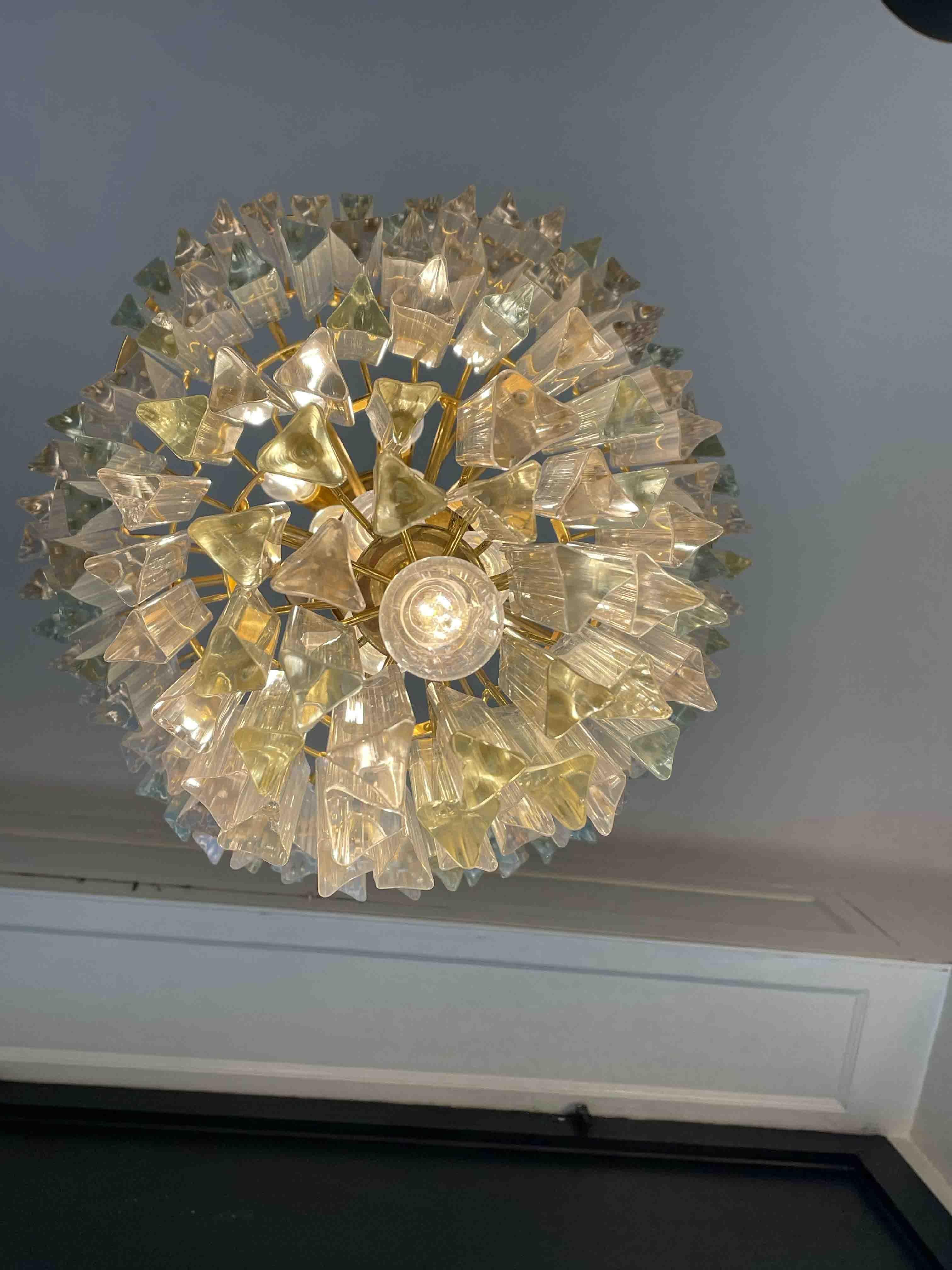 Lámpara colgante Venini de los años 60 Diámetro 75, Altura 80 cm mediados del siglo XX en venta