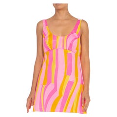 1960S Vera Pink & Orange Nylon Tricot Mini Dress