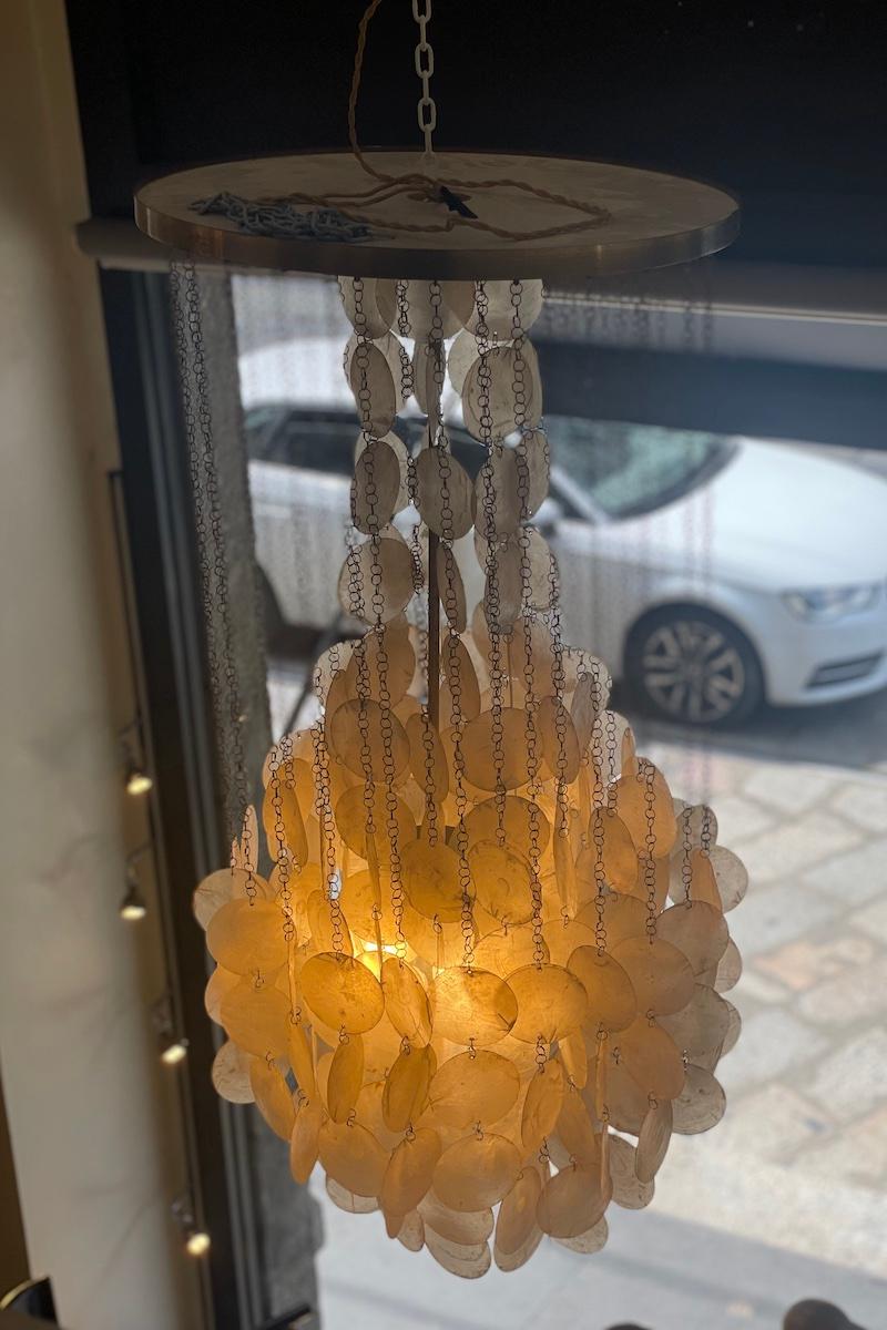 Lustre Verner Panton des années 1960 en laiton et nacre en vente 5