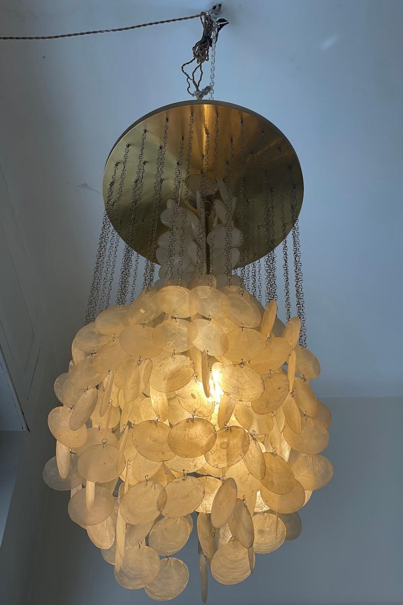 italien Lustre Verner Panton des années 1960 en laiton et nacre en vente