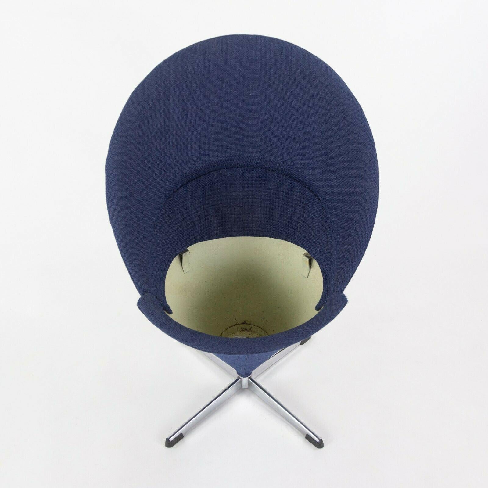 1960s Verner Panton Cone Chair Blue Fabric Made in Denmark for Plus-Linje Vitra 4