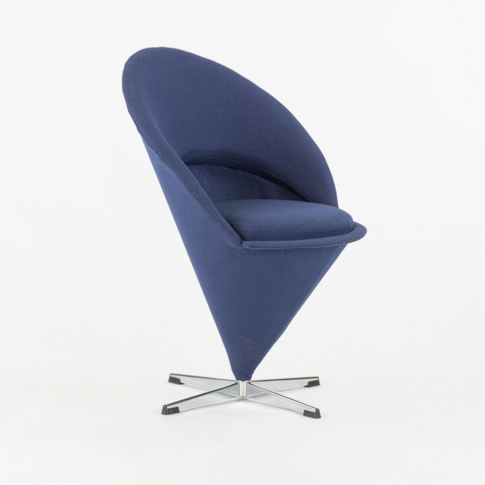 Listed for sale is an original cone chair, designed by Verner Panton and produced by Plus-Linje. Whereas the current variations and now produced by Vitra, this early example was produced by the lesser known Plus-Linje company. The cone chair is one