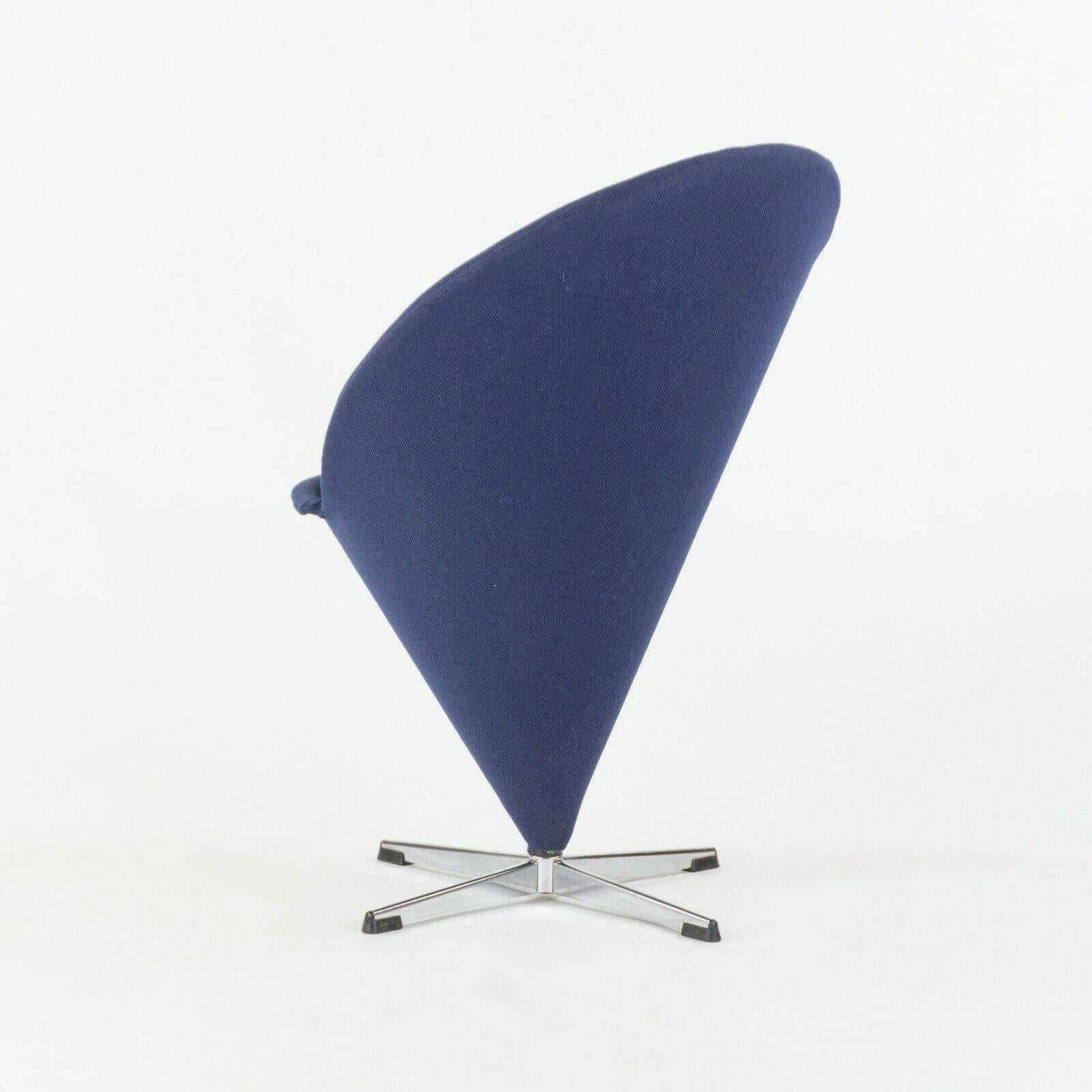 1960s Verner Panton Cone Chair Blue Fabric Made in Denmark for Plus-Linje Vitra In Good Condition In Philadelphia, PA