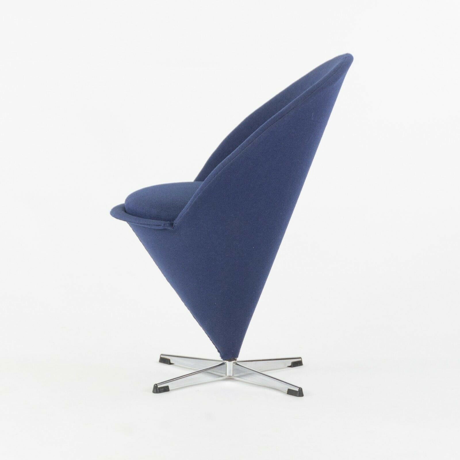 1960s Verner Panton Cone Chair Blue Fabric Made in Denmark for Plus-Linje Vitra 1