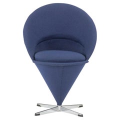 1960s Verner Panton Cone Chair Blue Fabric Made in Denmark for Plus-Linje Vitra