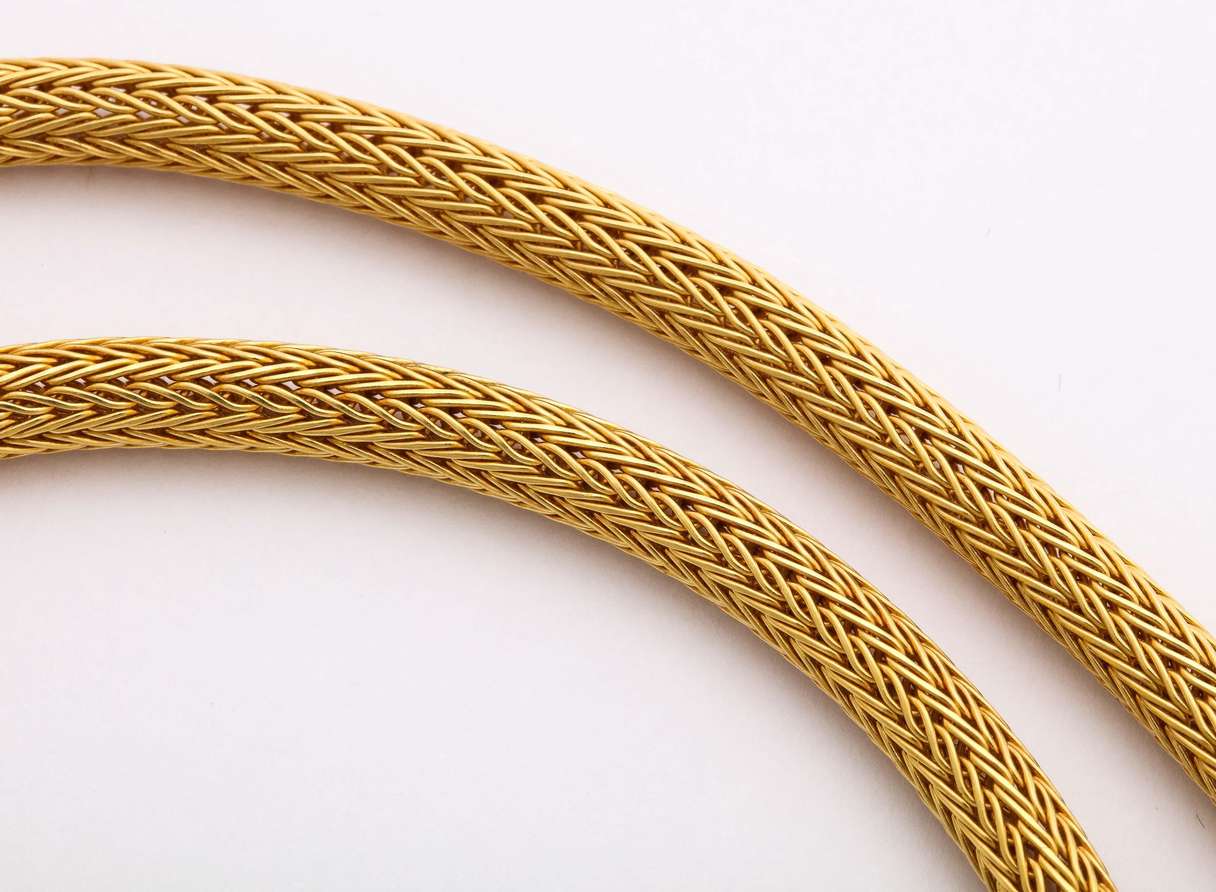 1960s Versatile Tubular Braided Tassel Gold Lariat Style Necklace 6