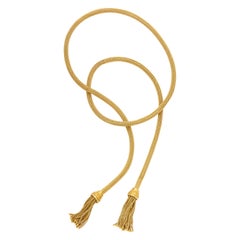 1960s Versatile Tubular Braided Tassel Gold Lariat Style Necklace