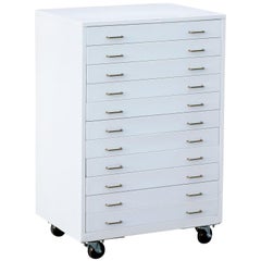 1960s Vertical Flat File Cabinet Refinished in Gloss White
