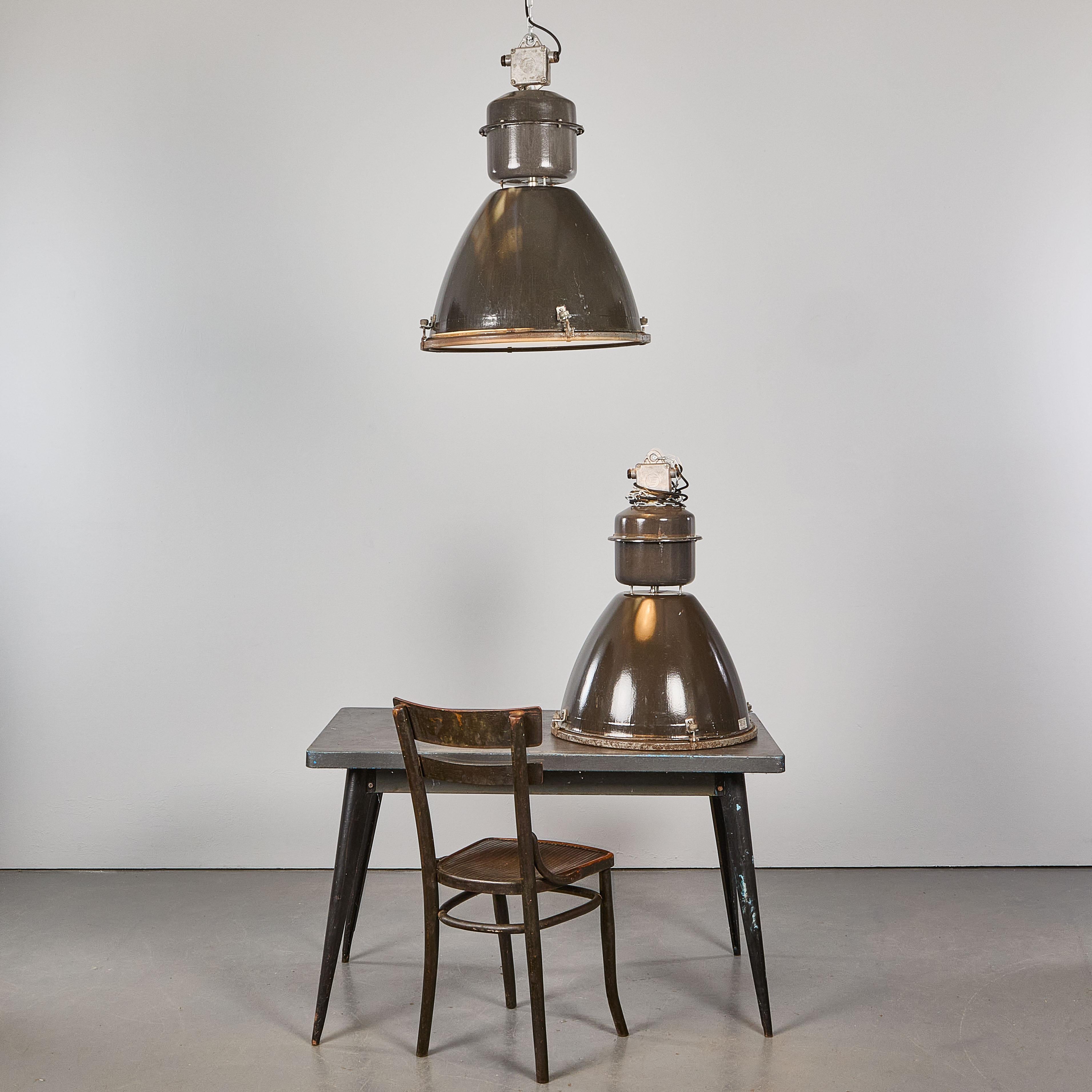 1960's Very Large Czech Factory Pendant Lamps - Large Quantity Available For Sale 5