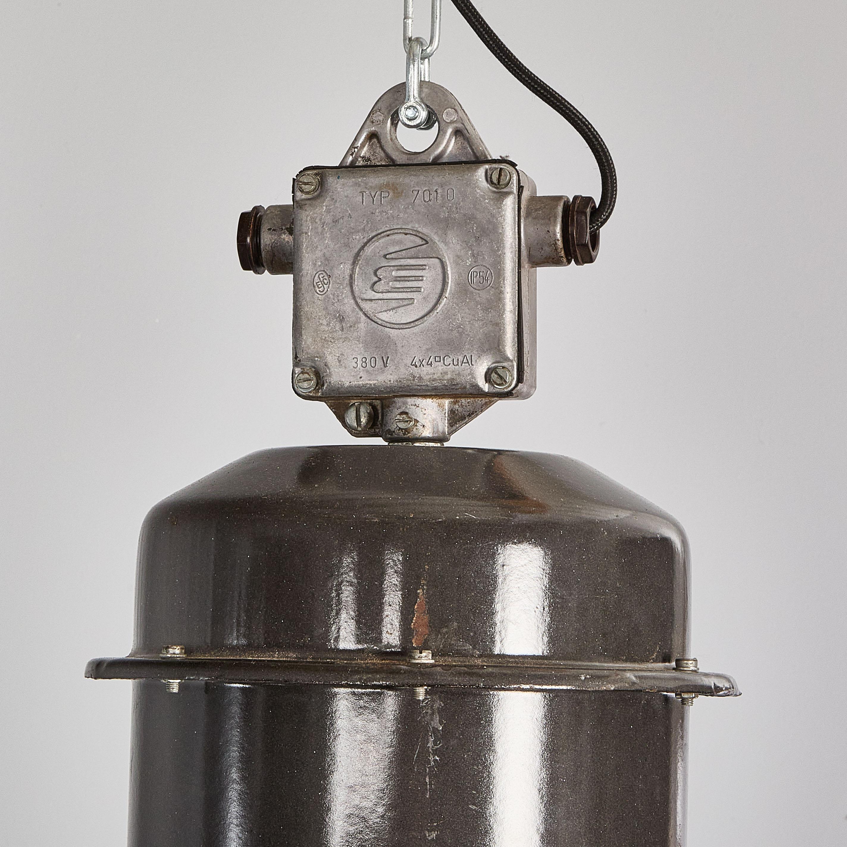 Sheet Metal 1960's Very Large Czech Factory Pendant Lamps - Large Quantity Available For Sale