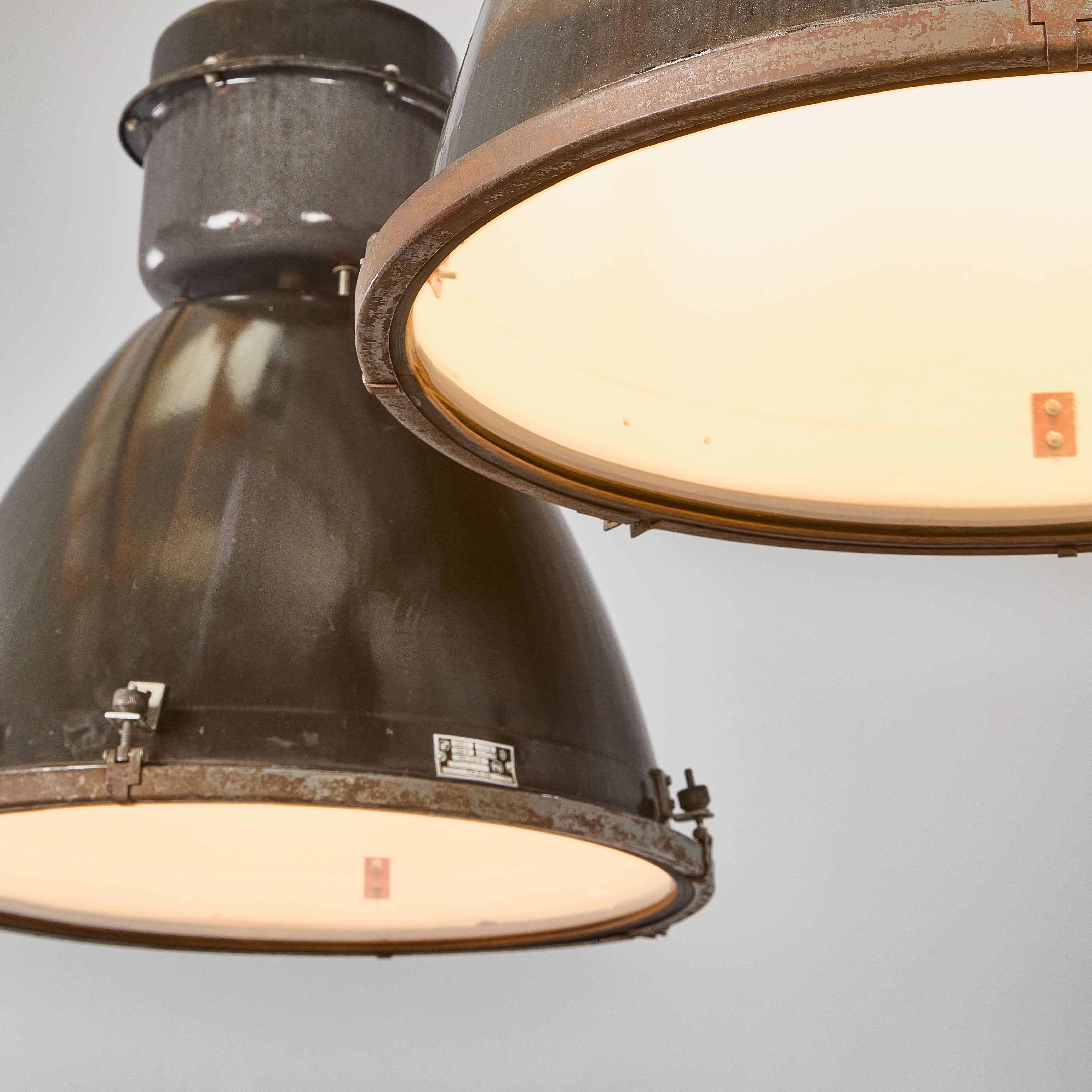 1960's Very Large Czech Factory Pendant Lamps - Large Quantity Available For Sale 4