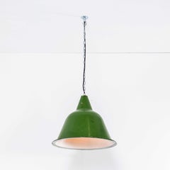 1960's Very Large Enamel Industrial Pendant Lamps