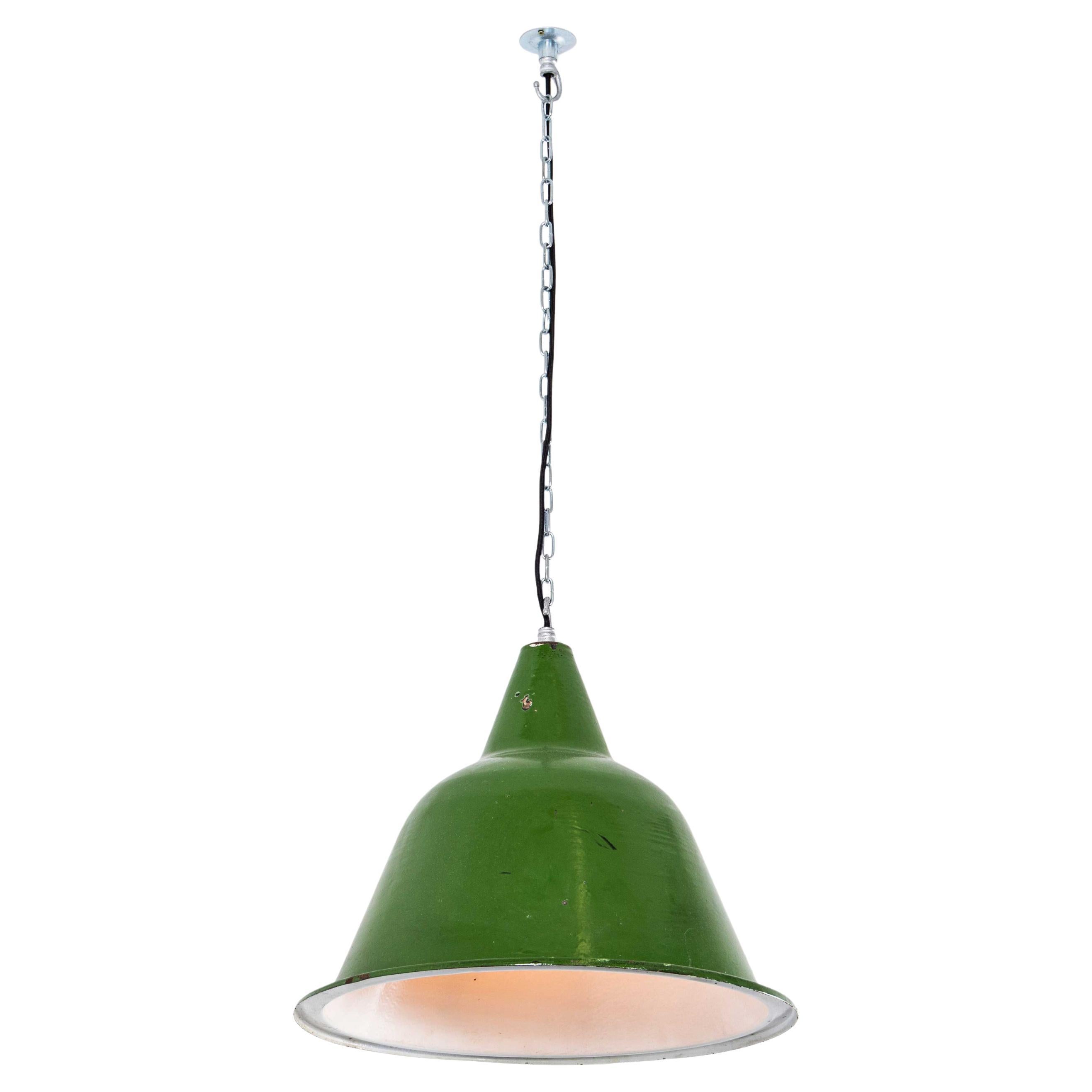 1960's Very Large Enamel Industrial Pendant Lamps
