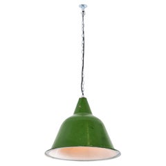 1960's Very Large Enamel Industrial Pendant Lamps
