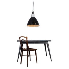 1960's Very Large Industrial Black Enamel Ceiling Pendant Lamps