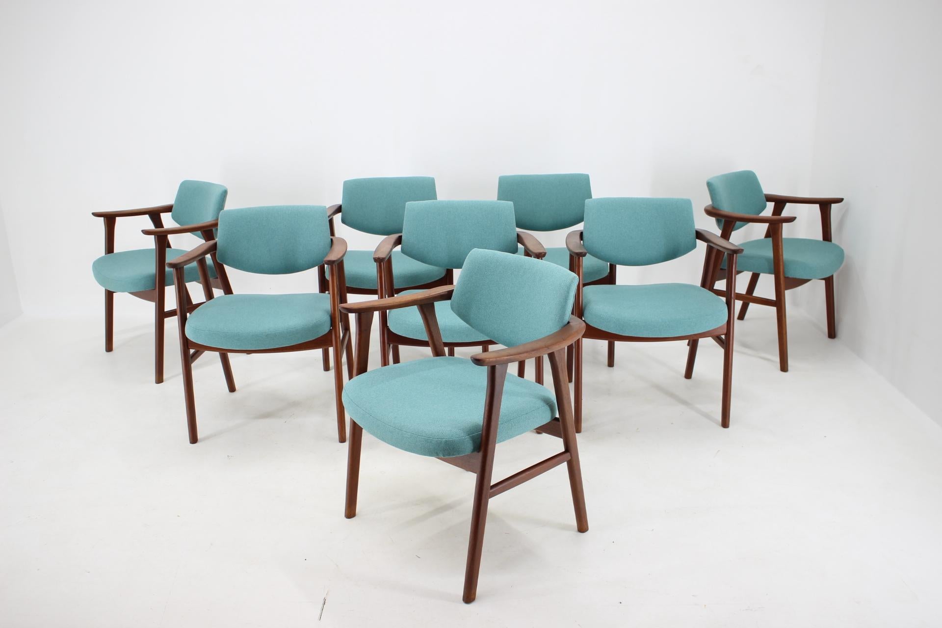 Mid-Century Modern 1960s Very Rare Erik Kierkegaard Teak Dining Chairs, Set of 8 For Sale