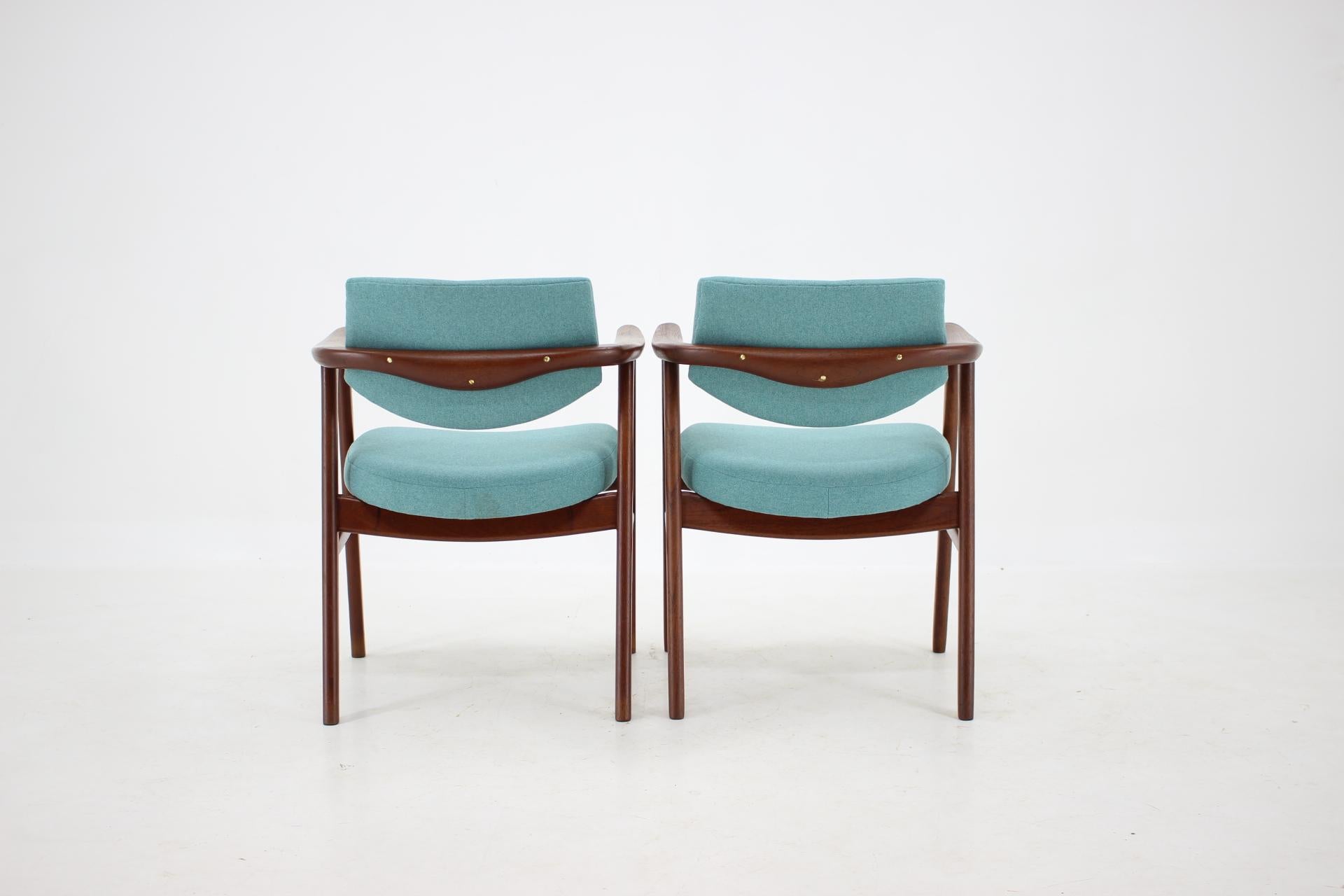Fabric 1960s Very Rare Erik Kierkegaard Teak Dining Chairs, Set of 8 For Sale