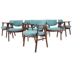 1960s Very Rare Erik Kierkegaard Teak Dining Chairs, Set of 8