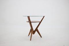 1960s Very Rare Occasional Oak/Glass Table by ULUV, Czechoslovakia