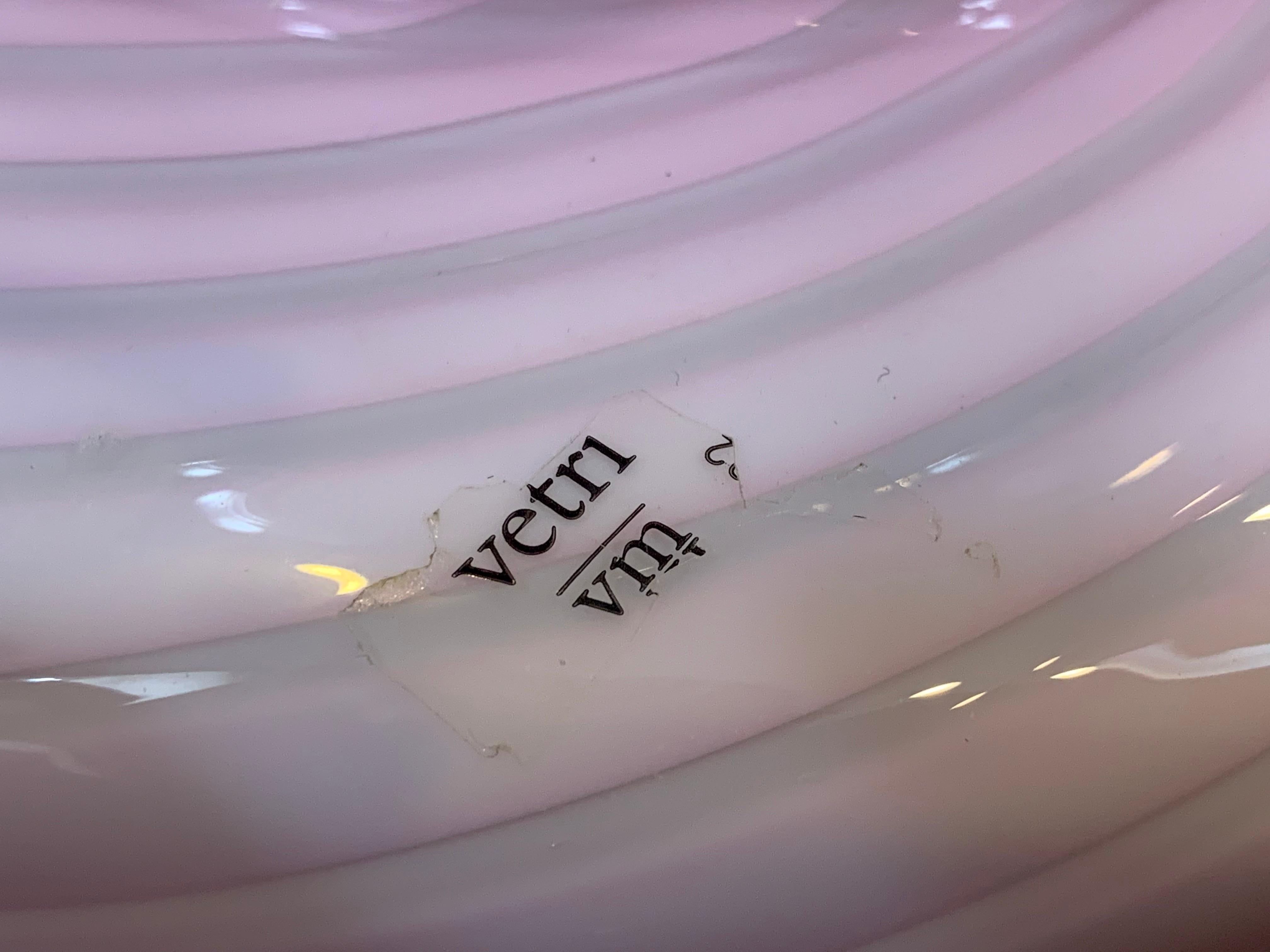 1960s Vetri d‘Arte Italian Murano Glass Swirled White and Pink Table Lamp 10