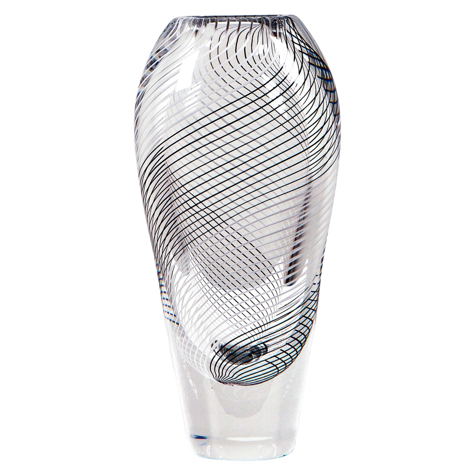 1960s Vicke Lindstrand Helicoidal Pattern Glass Vase