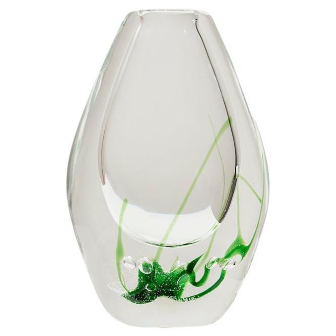 1960's Vicke Lindstrand ''Seagrass'' Glass Vase for Kosta Boda