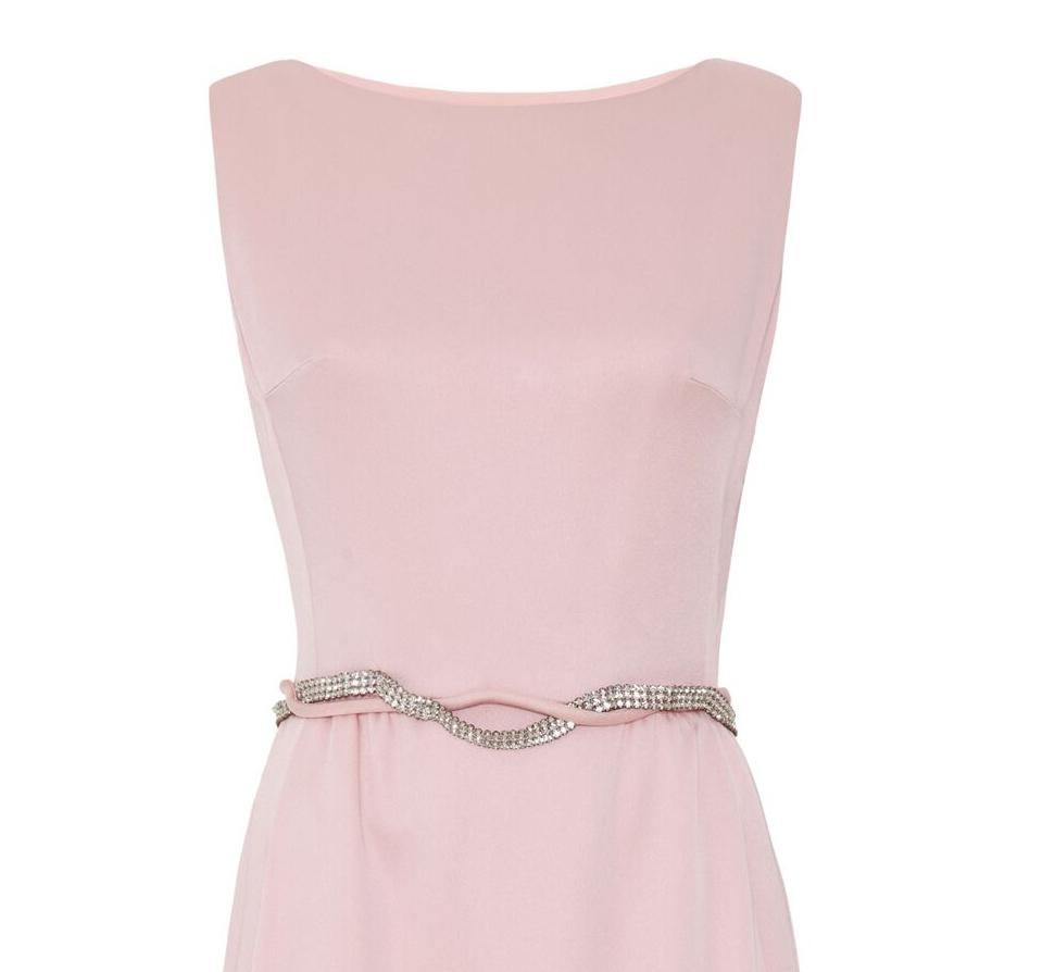 pink dress with silver belt