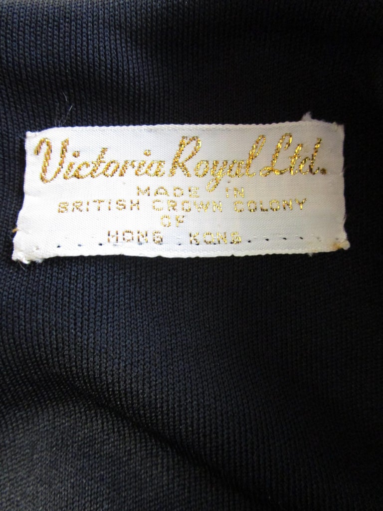 1960s Victoria Royal Black Knit Dress and Vest Ensemble with Fox Hem ...