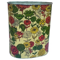 Vase à déchets en métal à fleurs multicolores d'inspiration victorienne des années 1960