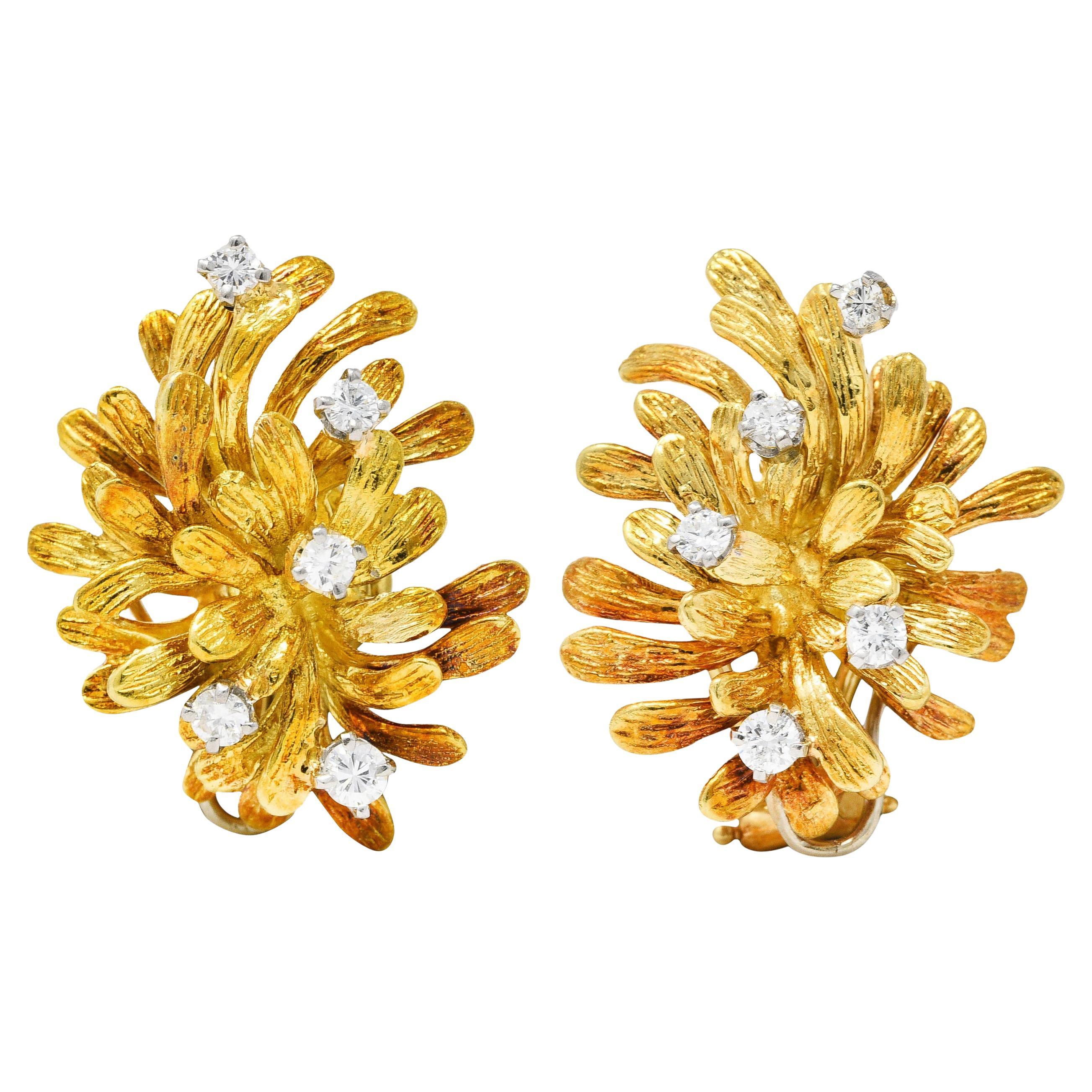 1950s 3.5 Carat Total Diamond and Sapphire ClipOn Earrings for Non