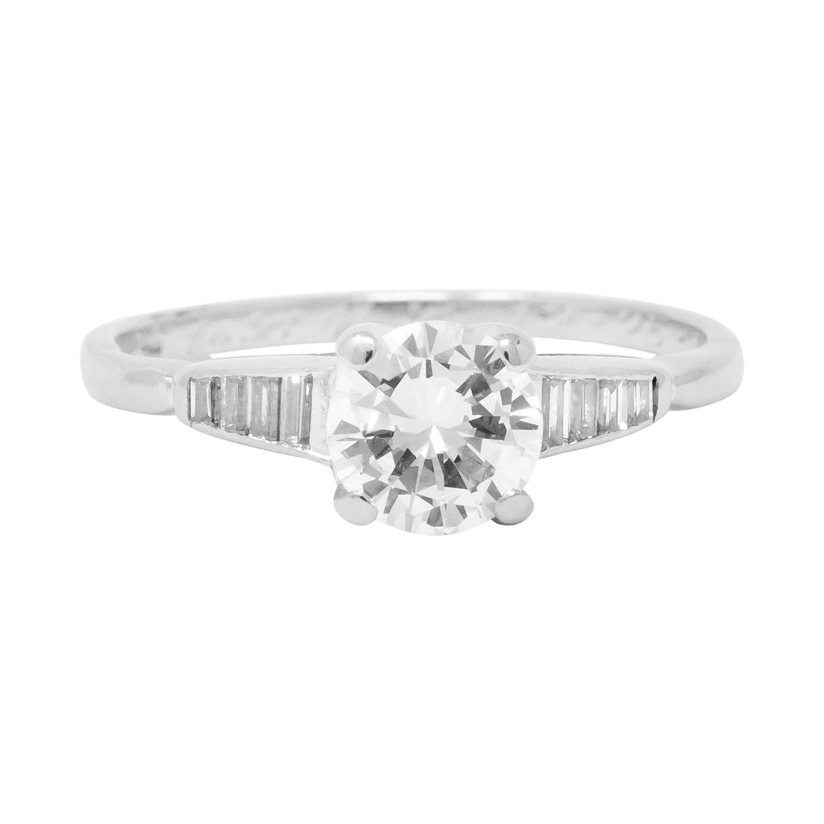 1960s Vintage 0.93 Carat Diamond 14 Karat White Gold Engagement Ring