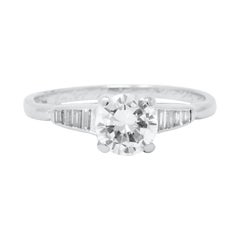 1960s Vintage 0.93 Carat Diamond 14 Karat White Gold Engagement Ring