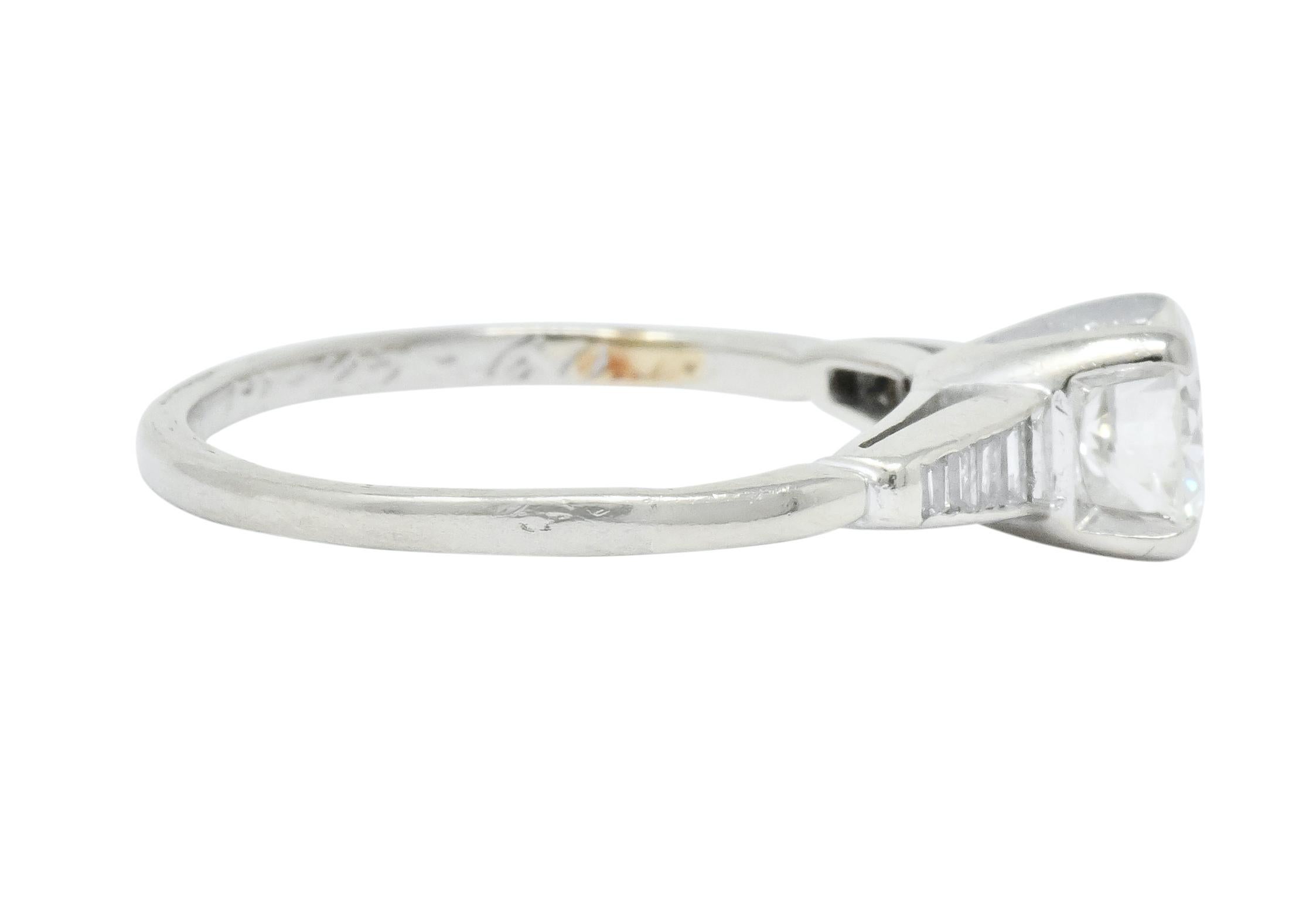 Retro 1960s Vintage 0.93 Carat Diamond 14 Karat White Gold Engagement Ring