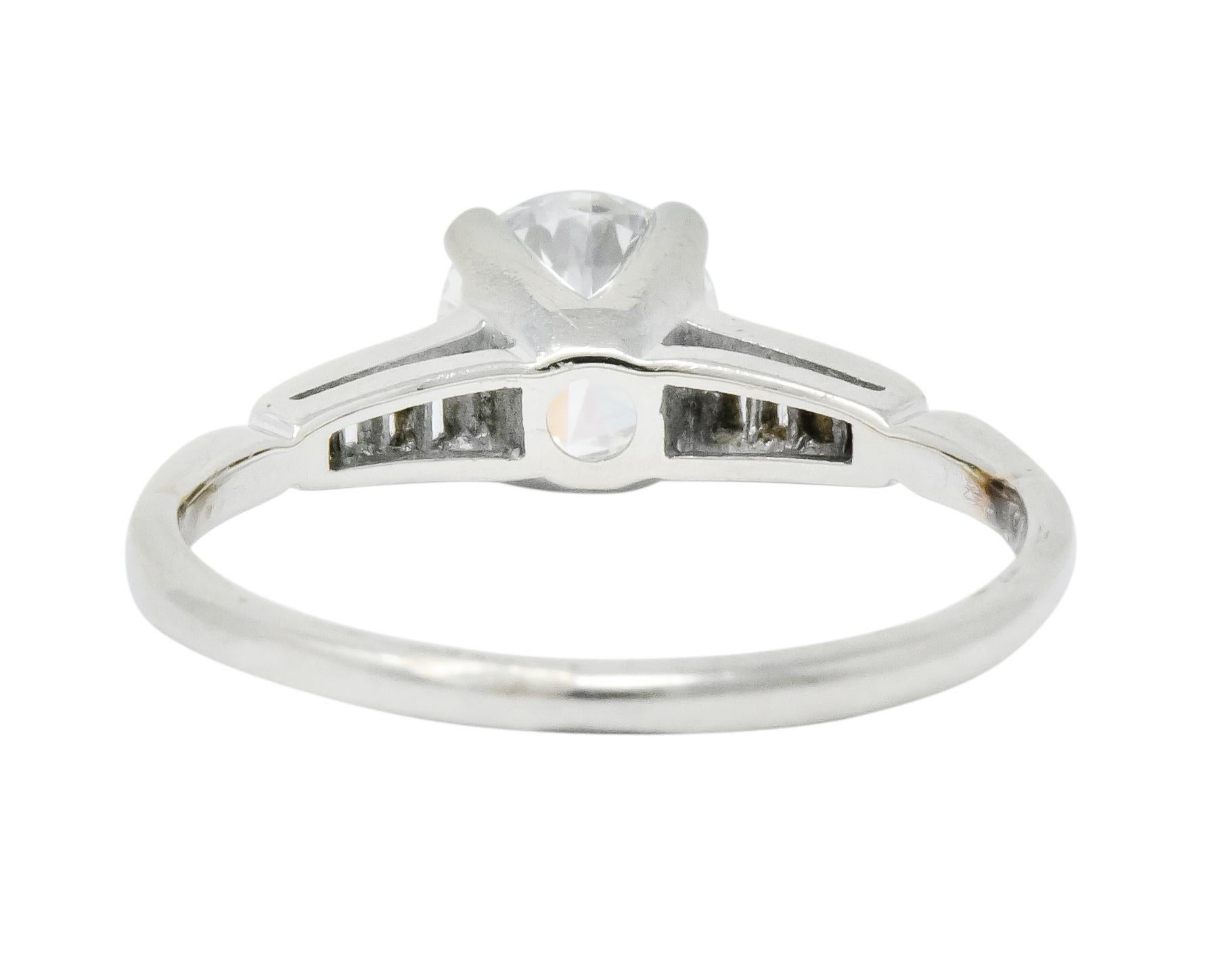 Round Cut 1960s Vintage 0.93 Carat Diamond 14 Karat White Gold Engagement Ring