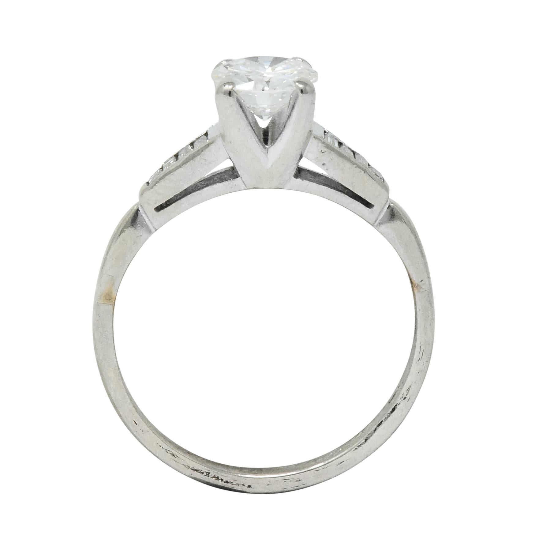 1960s Vintage 0.93 Carat Diamond 14 Karat White Gold Engagement Ring 1