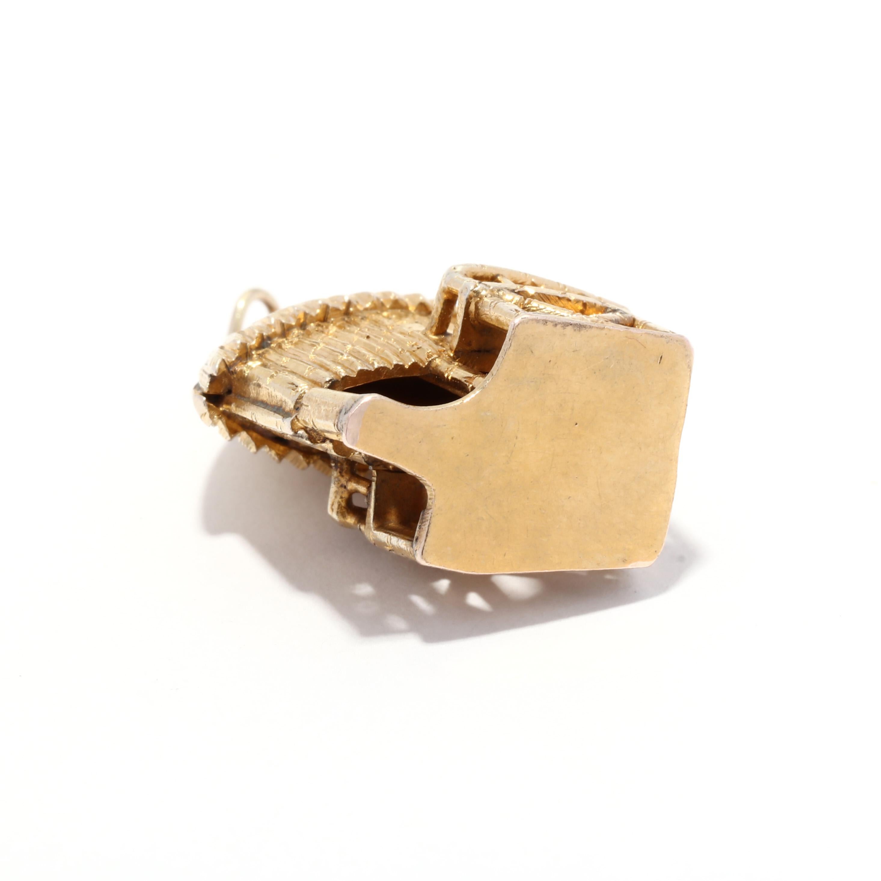 Women's or Men's 1960s Vintage 10KT Yellow Gold Tree House Charm Length 1.25 inches For Sale