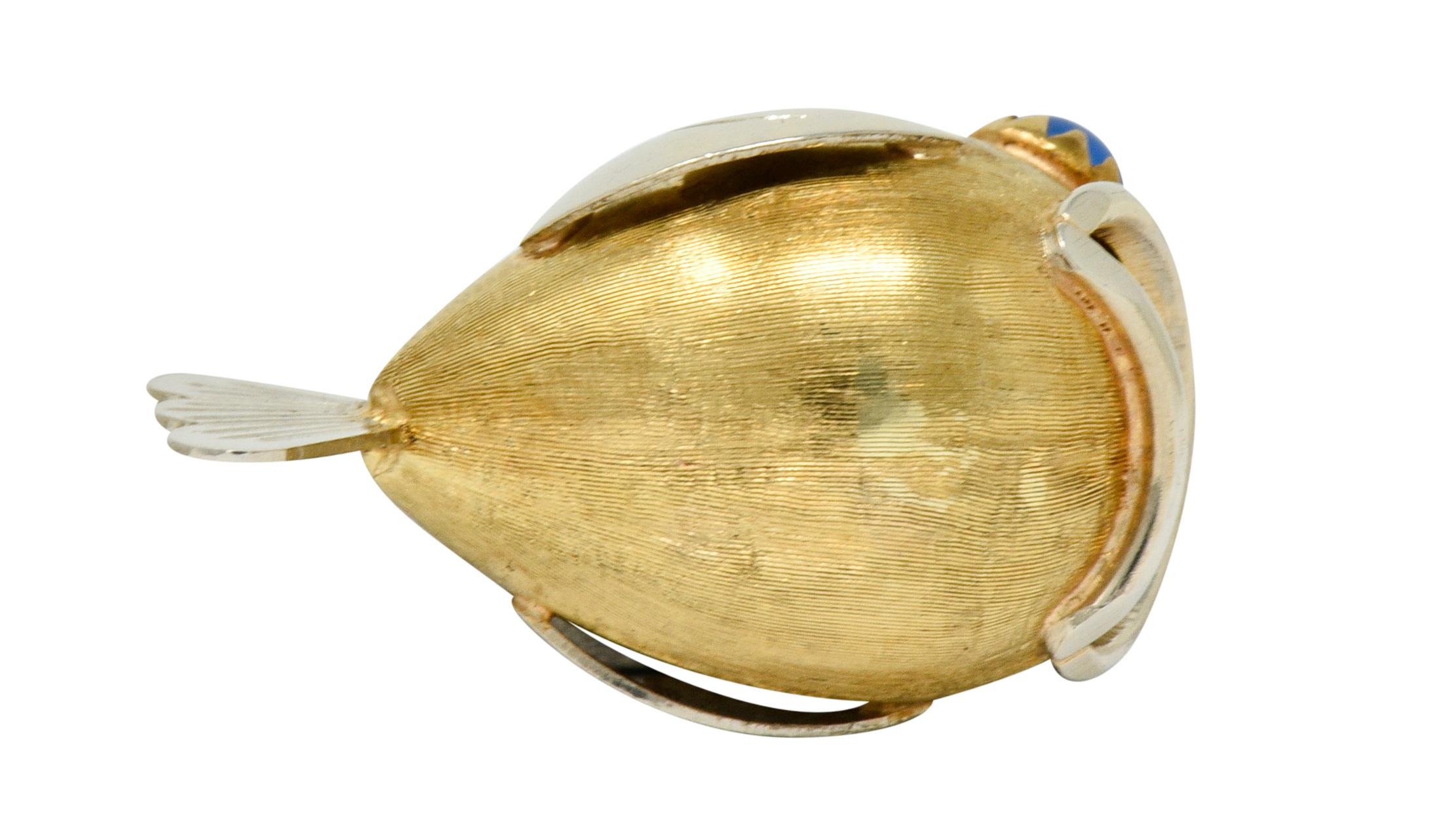 Women's or Men's 1960s Vintage 14 Karat Two-Tone Gold Fish Charm