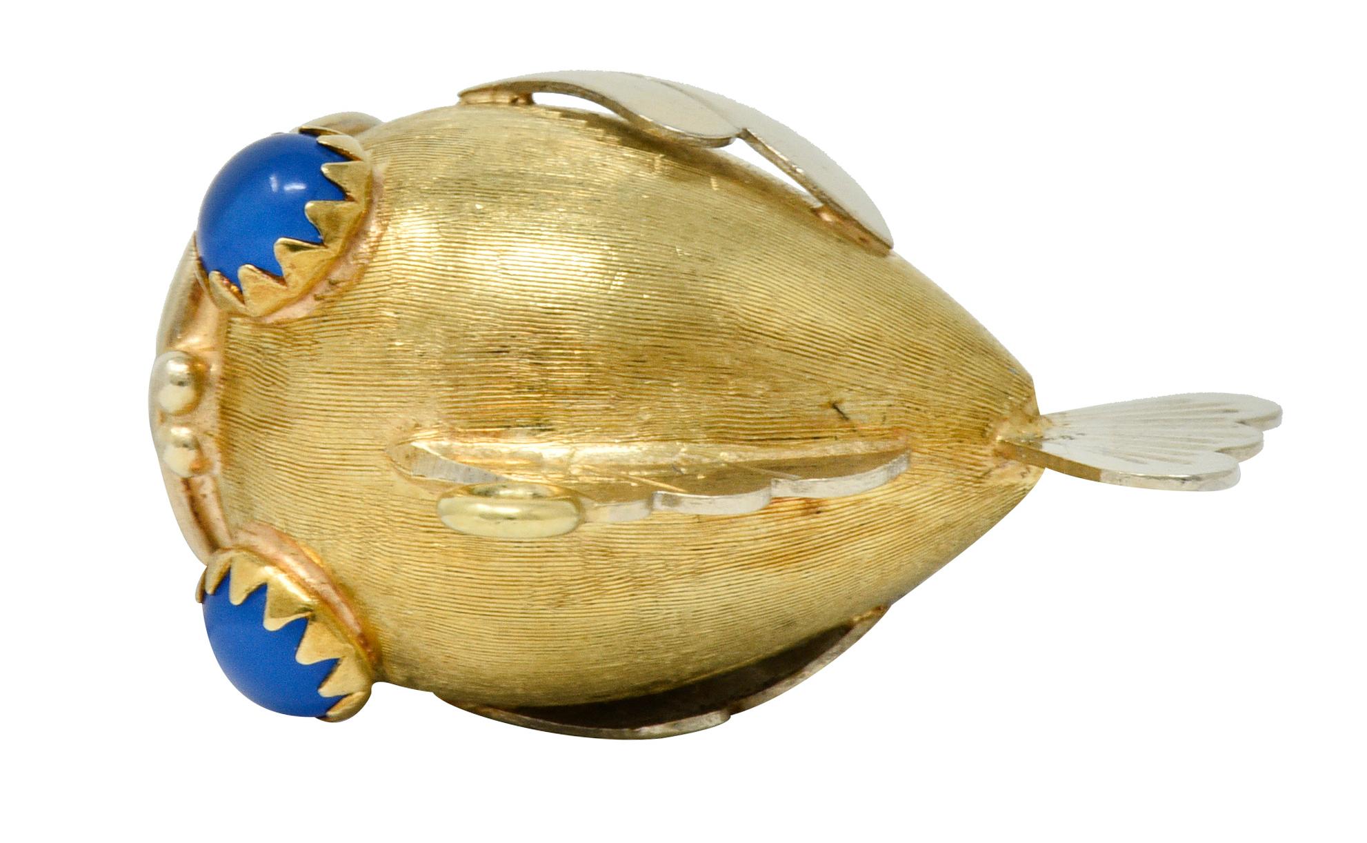 1960er Jahre Vintage 14 Karat zweifarbiges Gold Fisch Charm 3