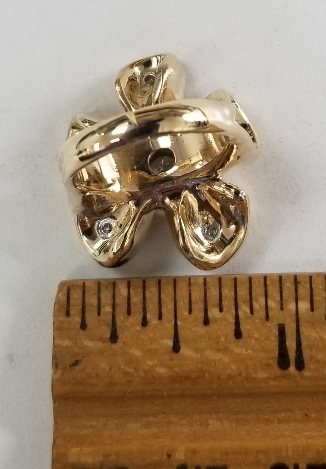 Contemporary 1960s Vintage 14 Karat Yellow Gold Diamond Flower Ring .61pts